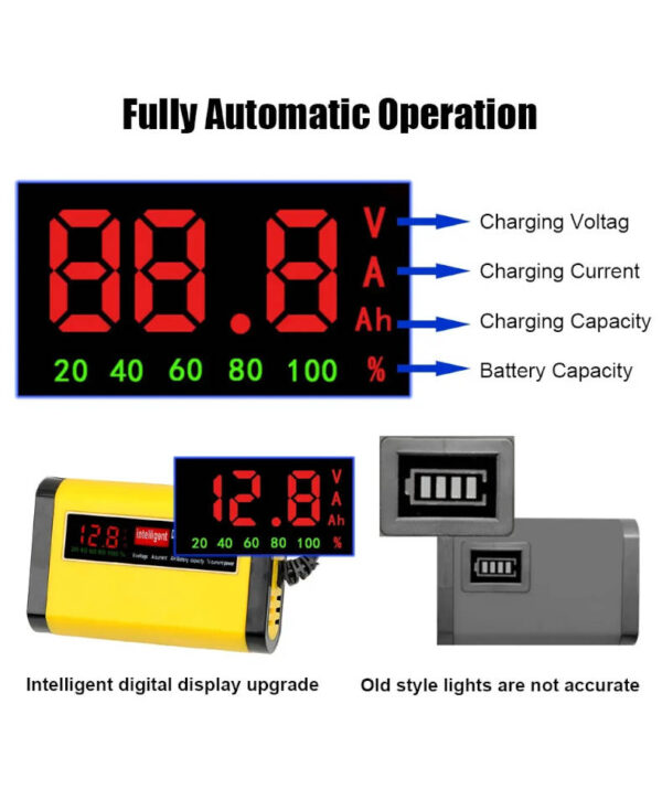 Cargador de Batería de Coche Automático con Pantalla LCD Digital