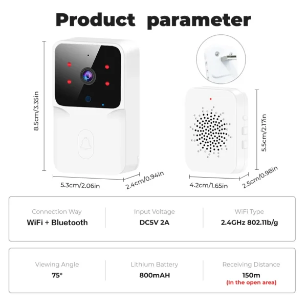 Timbre inalámbrico con cámara HD y audio bidireccional