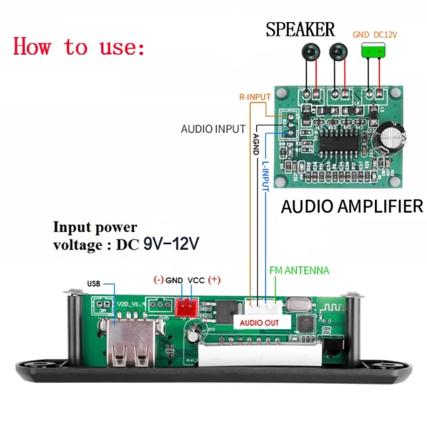 Control remoto para módulo Bluetooth MP3 empotrable.